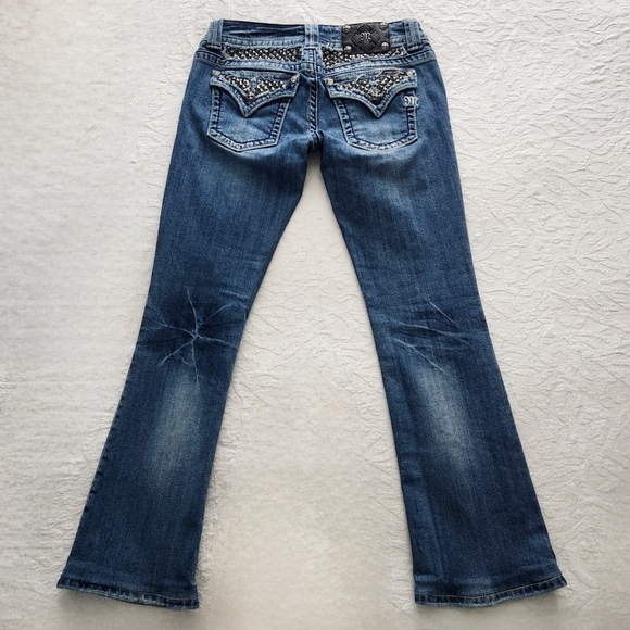 Miss Me Boot / Kick Flare Ankle Jeans With Studs & Contrast Stitching, Size 28 - Picture 7 of 16
